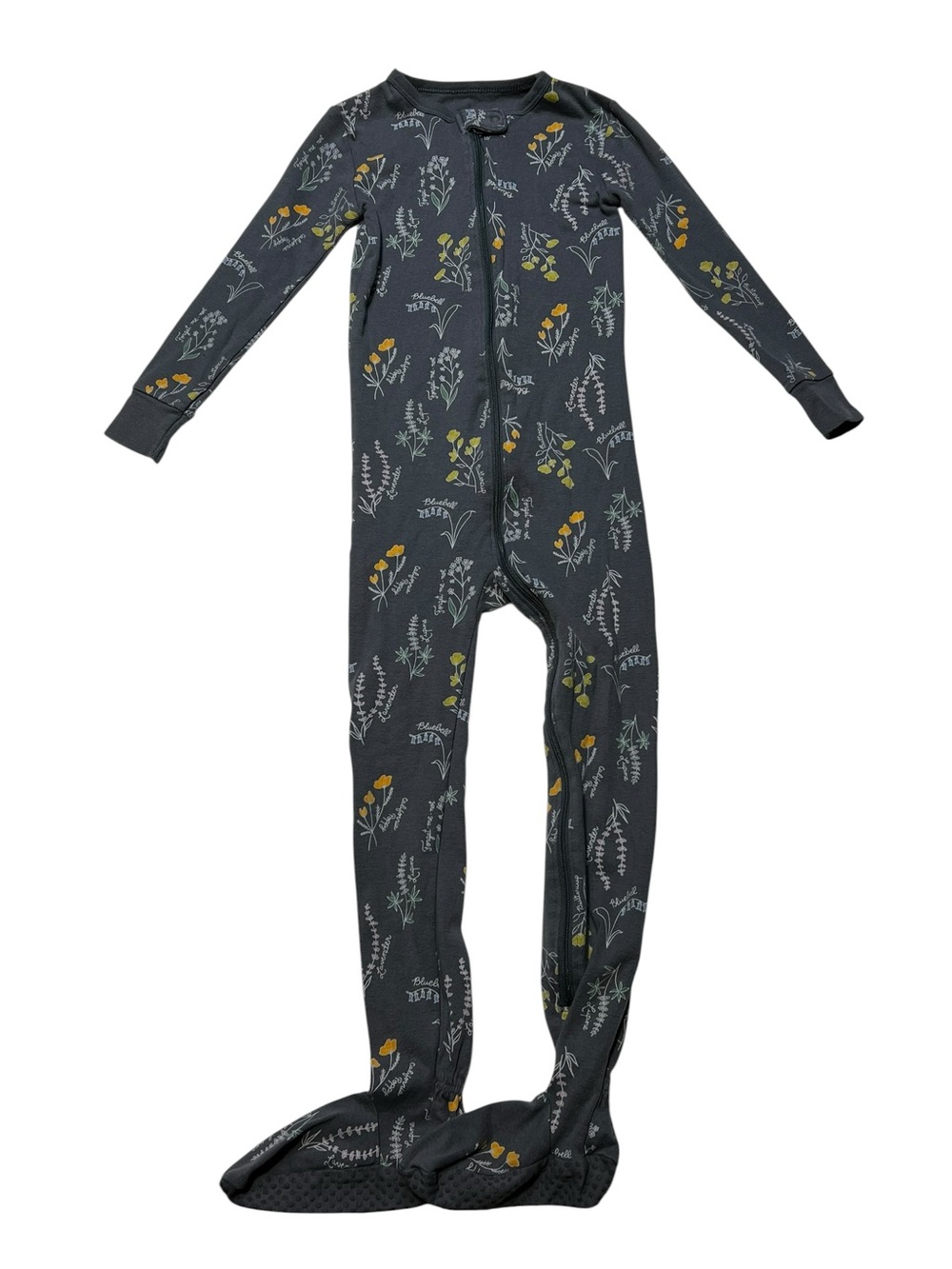 Old Navy‎ Girls 5 Y Charcoal Floral Kids One-Piece Footie Pajamas